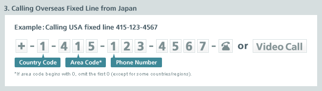 3.Calling Overseas Fixed Line from Japan